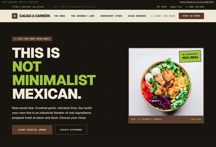 Cacao & Carbón website preview