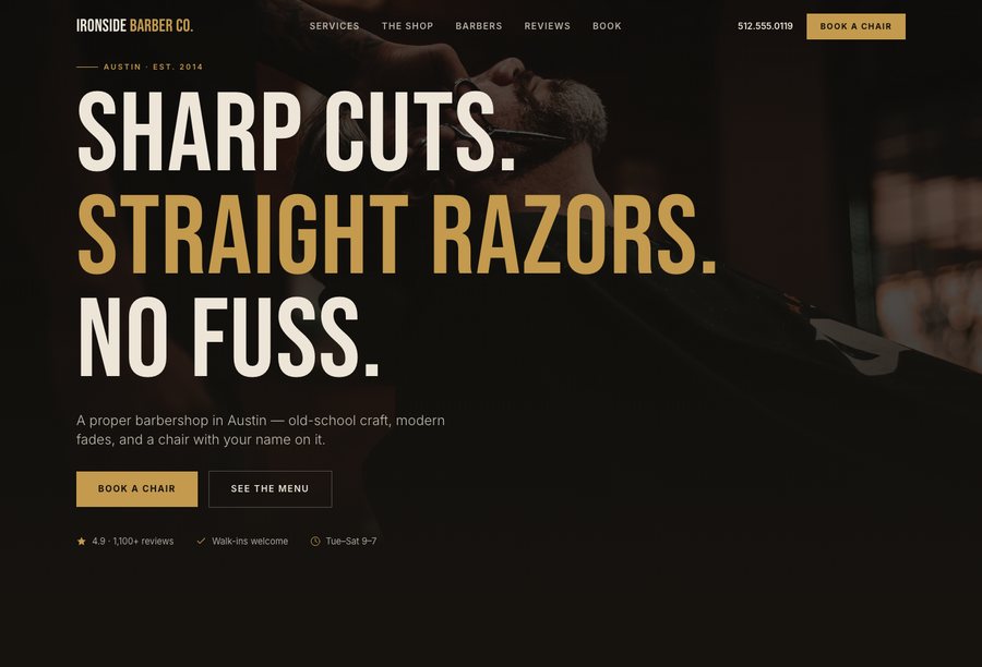 Ironside Barber Co. website preview