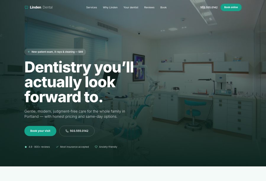 Linden Dental Co. website preview