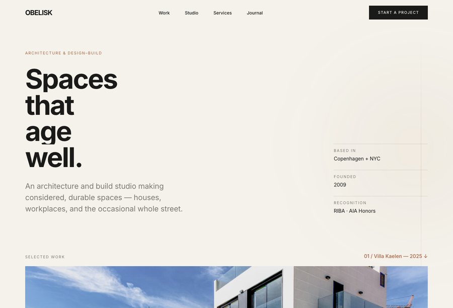 Obelisk Studio website preview