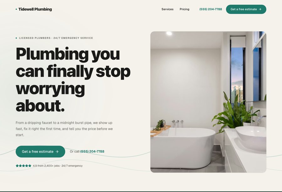 Tidewell Plumbing website preview
