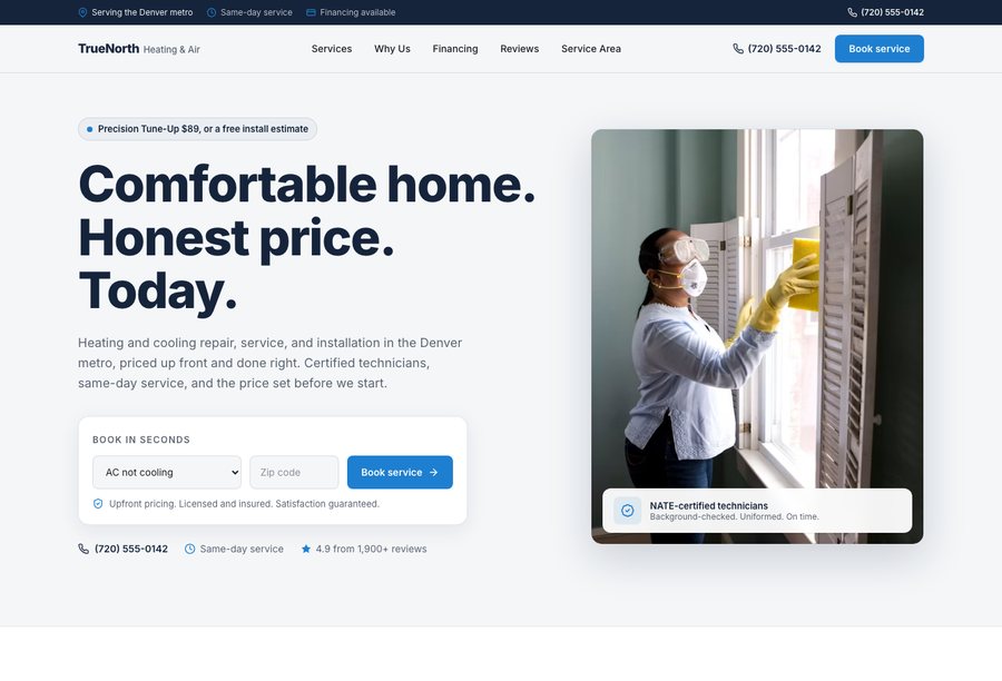 TrueNorth Heating & Air website preview