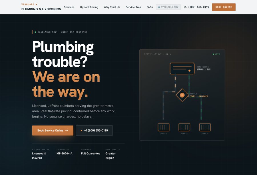 Vanguard Plumbing website preview