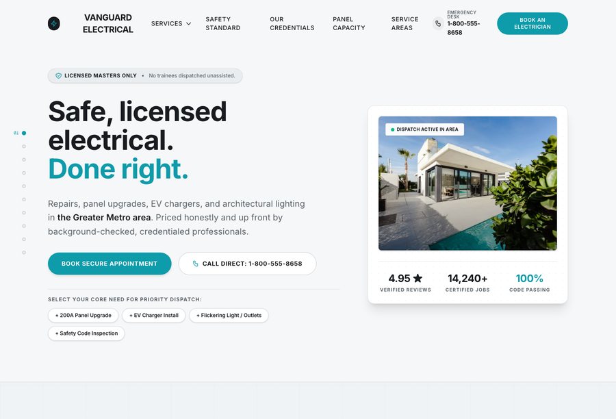 Vanguard Electrical website preview
