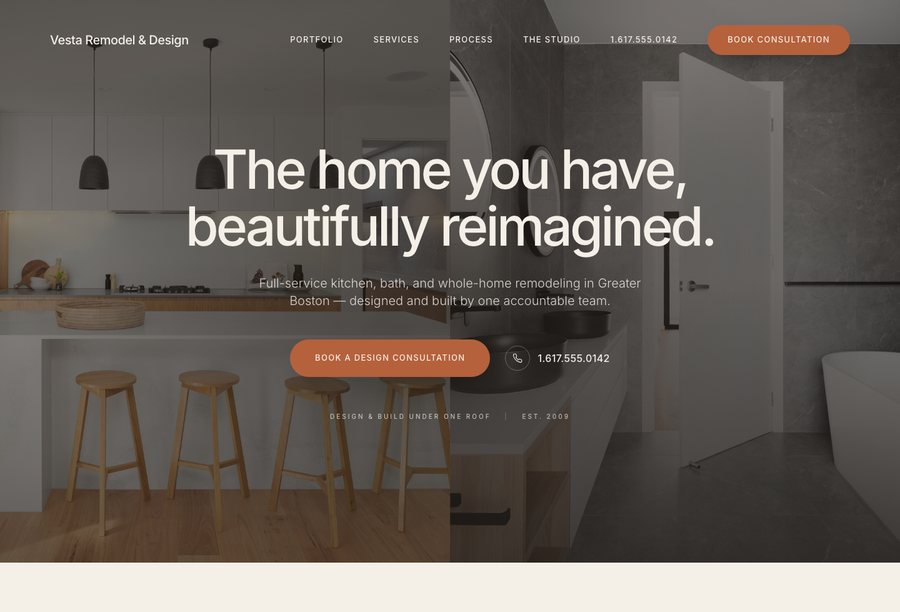 Vesta Remodel & Design website preview