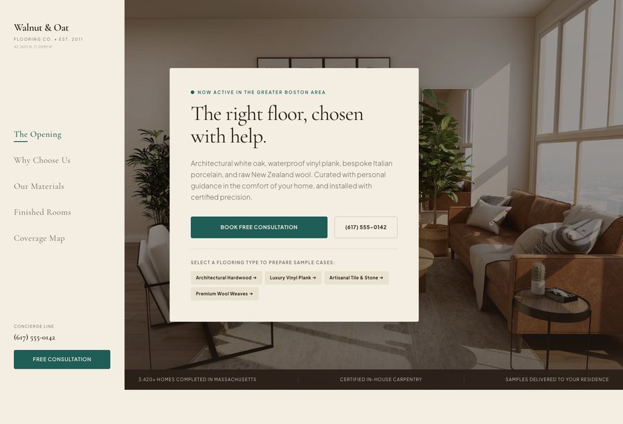 Walnut & Oat Flooring Co. website preview